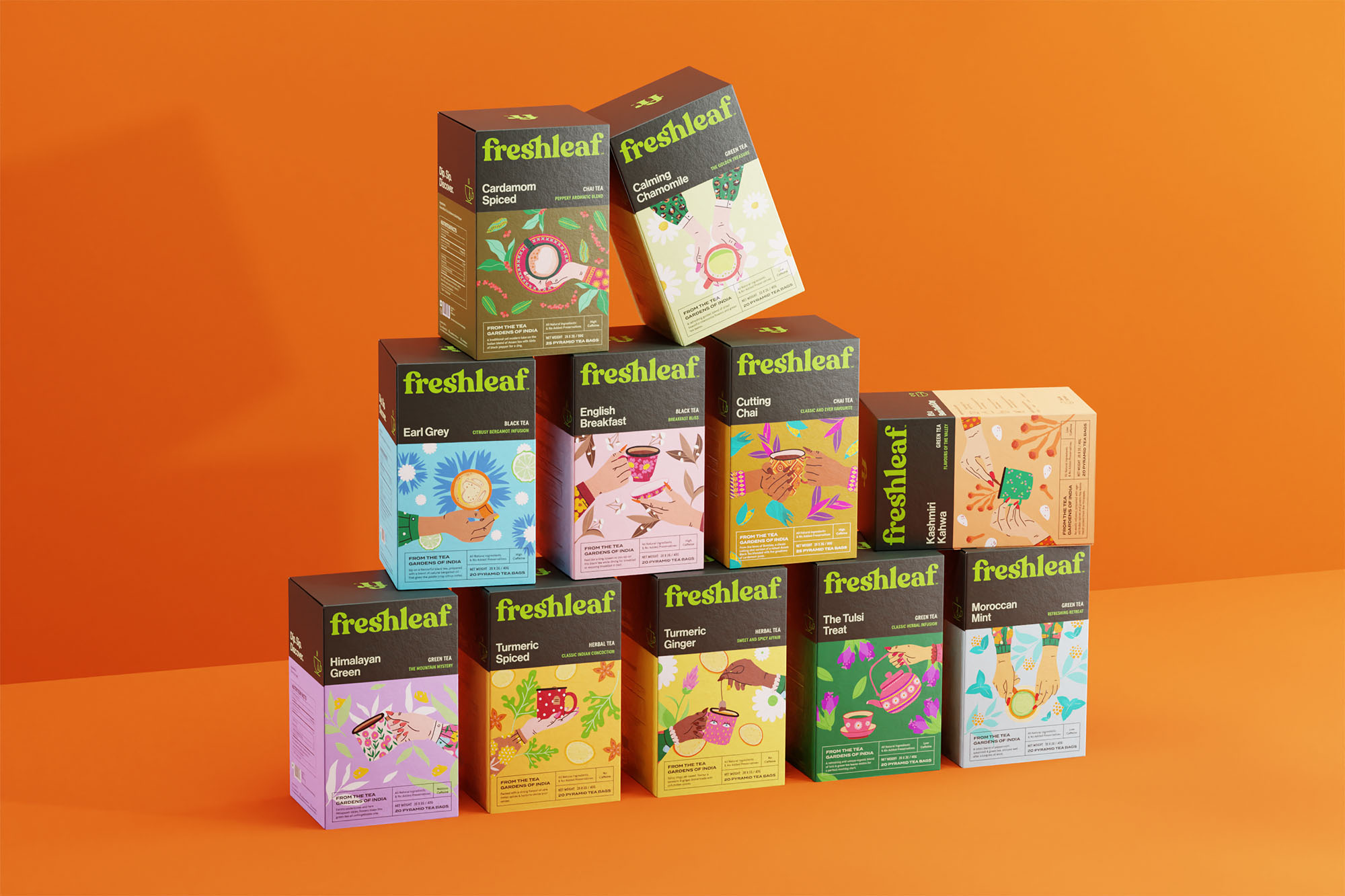 Freshleaf袋泡茶葉包裝設(shè)計,現(xiàn)代時尚矢量插畫風(fēng)格 Freshleaf袋泡茶葉包裝設(shè)計,現(xiàn)代時尚矢量插畫風(fēng)格