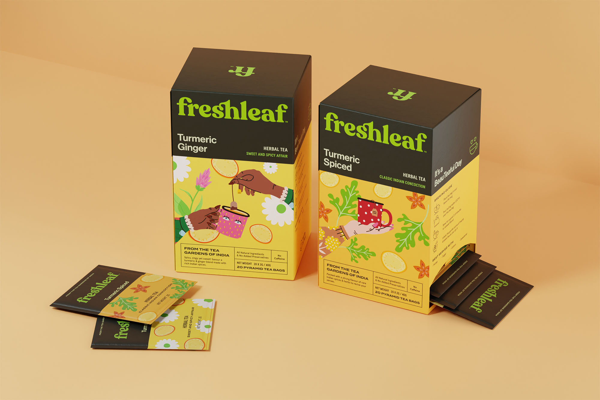 Freshleaf袋泡茶葉包裝設(shè)計,現(xiàn)代時尚矢量插畫風(fēng)格 Freshleaf袋泡茶葉包裝設(shè)計,現(xiàn)代時尚矢量插畫風(fēng)格