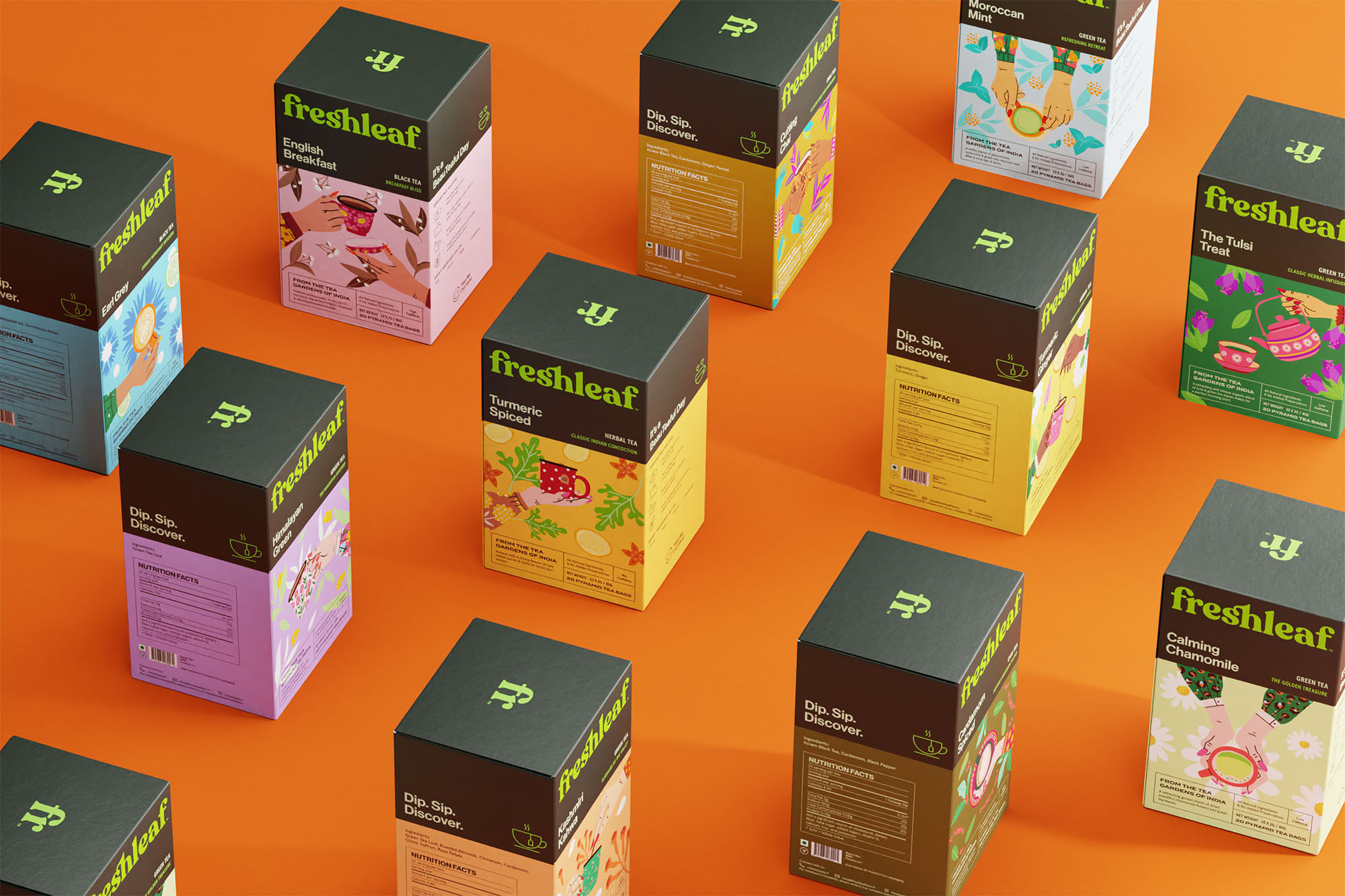 Freshleaf袋泡茶葉包裝設(shè)計,現(xiàn)代時尚矢量插畫風(fēng)格 Freshleaf袋泡茶葉包裝設(shè)計,現(xiàn)代時尚矢量插畫風(fēng)格