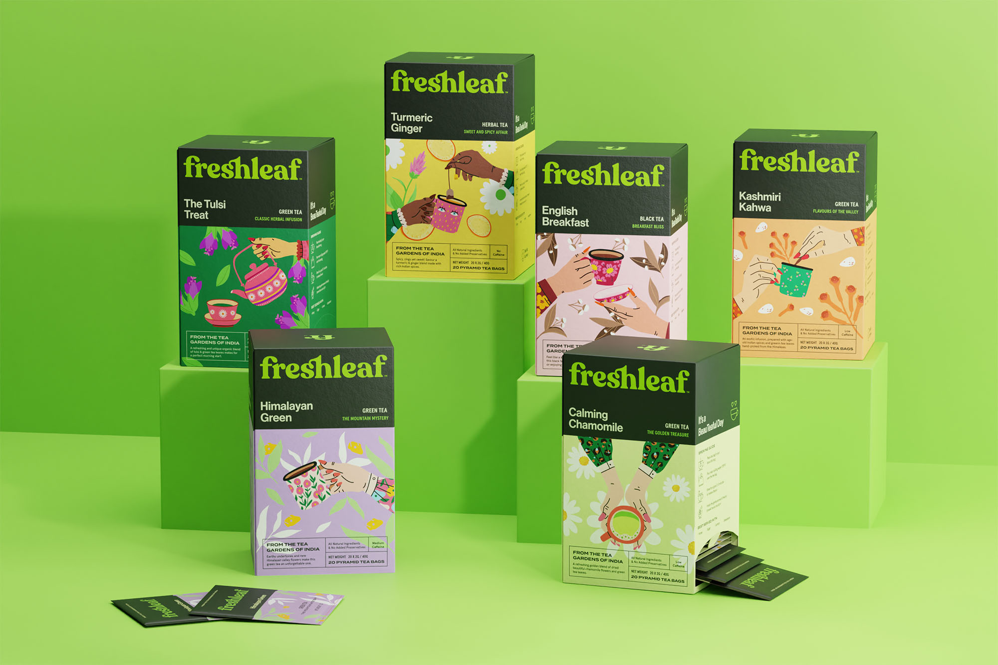 Freshleaf袋泡茶葉包裝設(shè)計,現(xiàn)代時尚矢量插畫風(fēng)格 Freshleaf袋泡茶葉包裝設(shè)計,現(xiàn)代時尚矢量插畫風(fēng)格