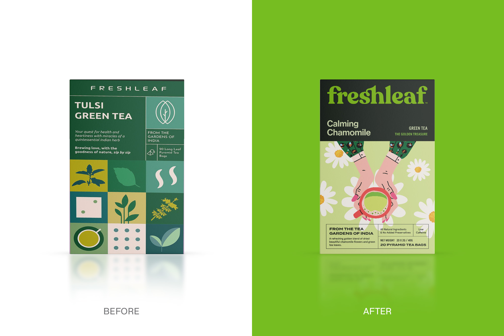 Freshleaf袋泡茶葉包裝設(shè)計-新舊包裝對比 Freshleaf袋泡茶葉包裝設(shè)計-新舊包裝對比
