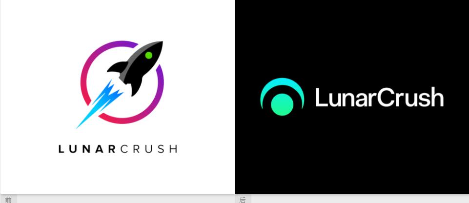 LunarCrush比特幣數(shù)字貨幣數(shù)據(jù)分析平臺(tái)新標(biāo)志設(shè)計(jì)，強(qiáng)烈iT科技風(fēng)格