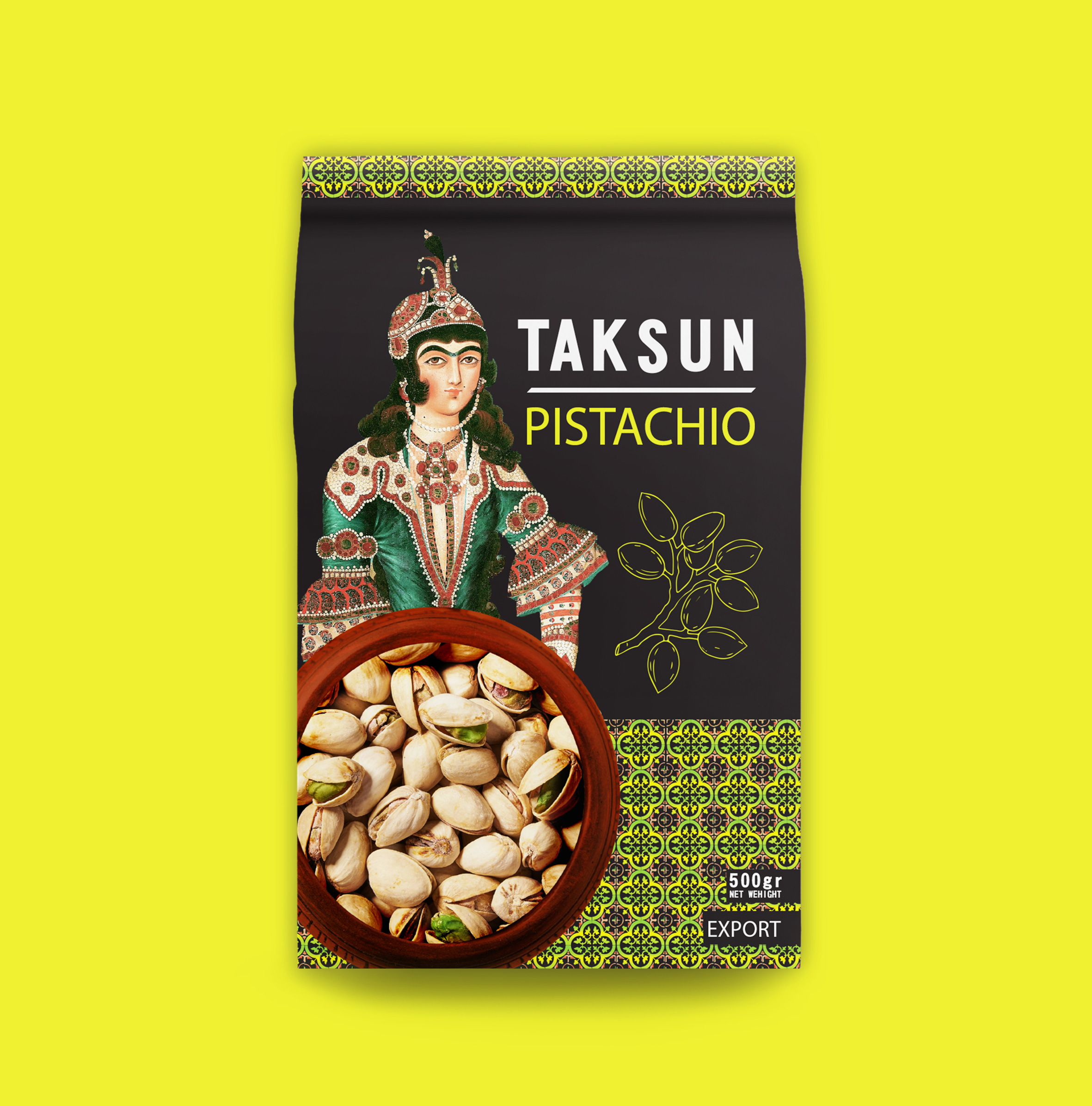 達(dá)順開(kāi)心果堅(jiān)果包裝設(shè)計(jì)“伊朗女孩插畫+拼接底紋” 達(dá)順開(kāi)心果堅(jiān)果包裝設(shè)計(jì)“伊朗女孩插畫+拼接底紋”