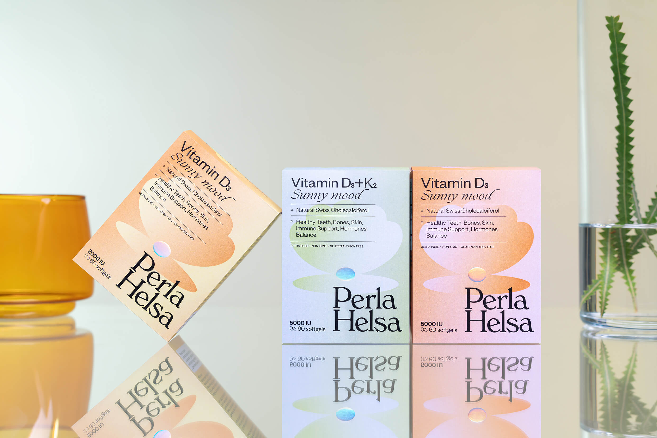 Perla Hesla膳食營養(yǎng)補充劑保健品包裝設(shè)計，貝殼珍珠元素+優(yōu)雅漸變設(shè)計