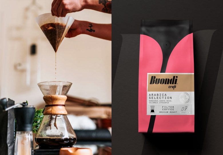 Buondi 咖啡標(biāo)簽貼紙包裝設(shè)計(jì)與字母中間切開標(biāo)志設(shè)計(jì) Buondi 咖啡標(biāo)簽貼紙包裝設(shè)計(jì)與字母中間切開標(biāo)志設(shè)計(jì)
