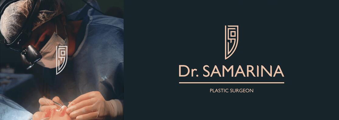 Dr.samarina 美容整形診所醫(yī)院logo設(shè)計，“字母DSO+手術(shù)刀”圖形創(chuàng)意