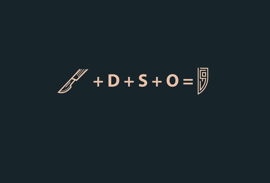 DDr.samarina 美容整形診所醫(yī)院logo設(shè)計，“字母DSO+手術(shù)刀”圖形創(chuàng)意