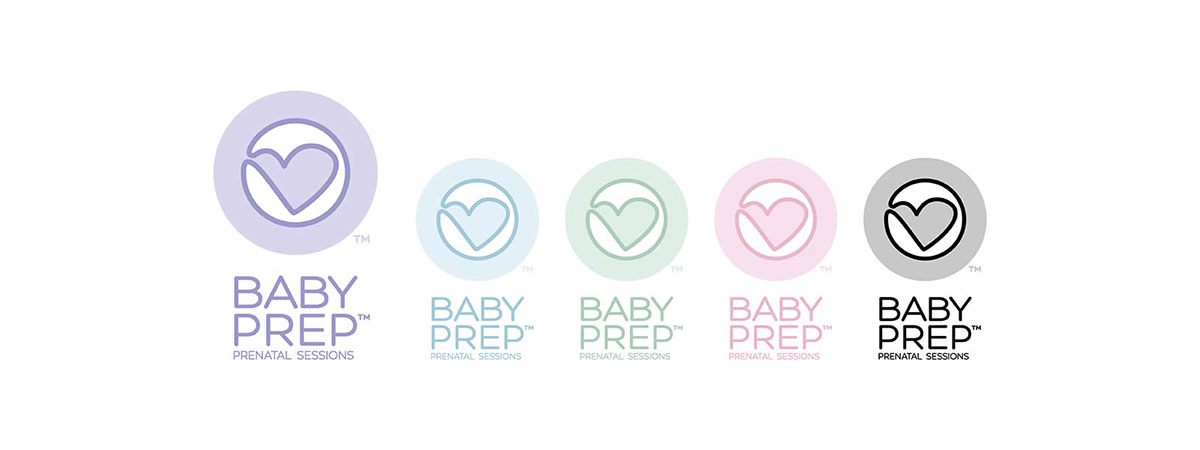 Baby Prep 孕婦產前醫(yī)療教育品牌形象logo設計“心+子宮內嬰兒+孕婦”