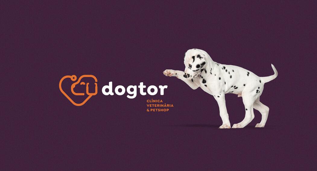 Dogtor 寵物醫(yī)院獸醫(yī)診所logo設(shè)計(jì)vi設(shè)計(jì)，愛+醫(yī)生+狗