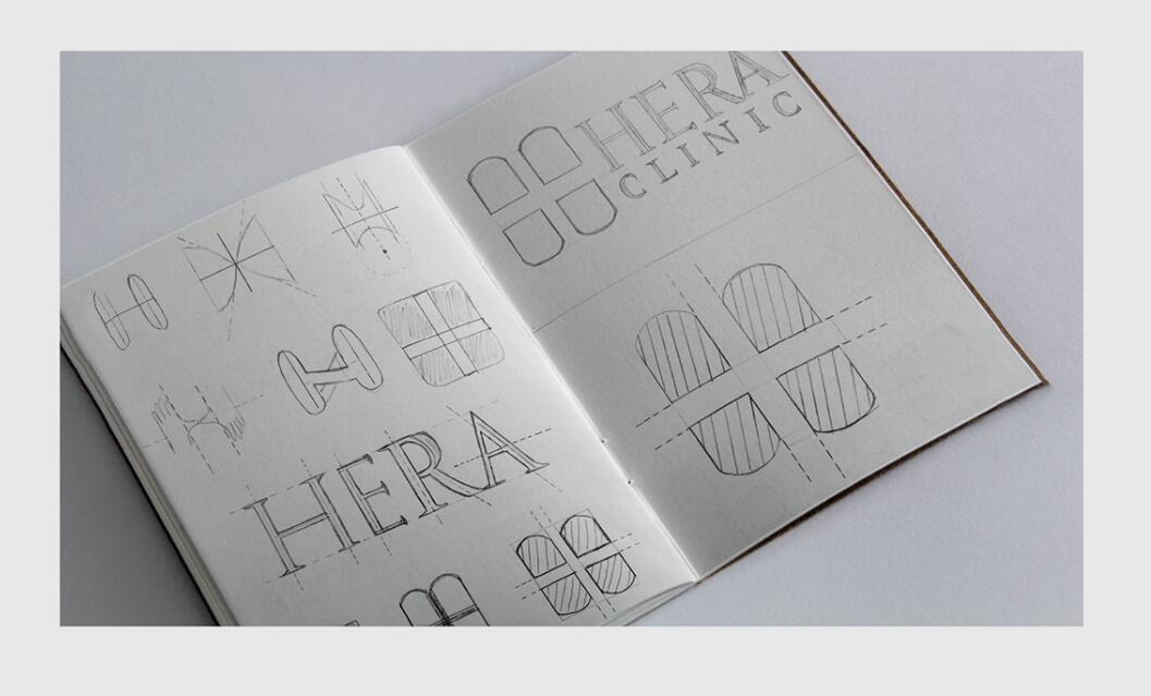 Hera Clinic 赫拉診所醫(yī)院logo設(shè)計(jì)vi設(shè)計(jì)，H字母+十字