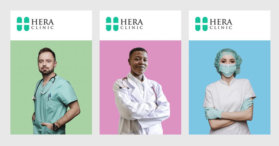 Hera Clinic 赫拉診所醫(yī)院logo設(shè)計(jì)vi設(shè)計(jì)，H字母+十字