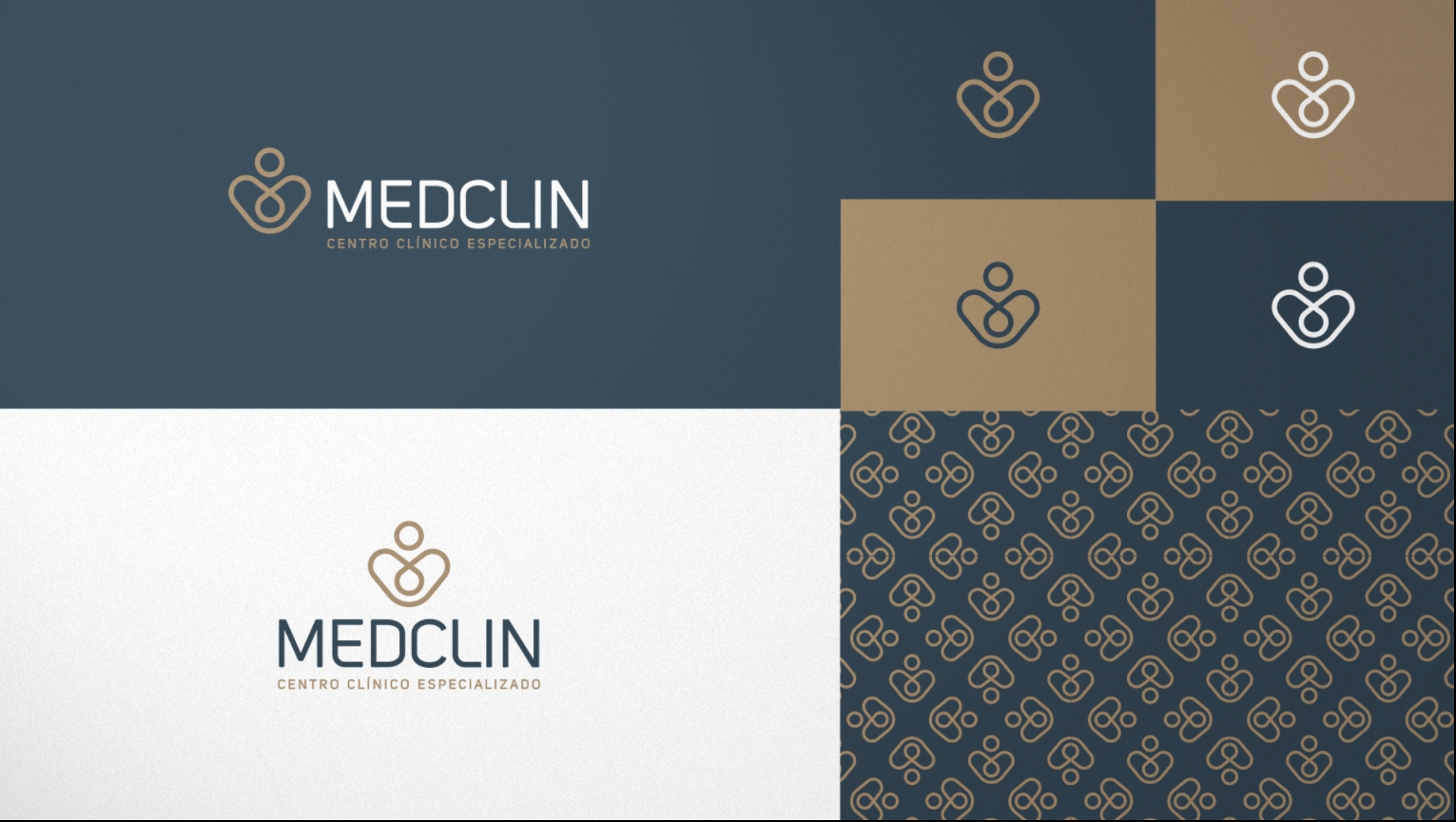 Medclin 高端醫(yī)療體檢醫(yī)院logo設(shè)計(jì)vi設(shè)計(jì)，藍(lán)金尊貴體驗(yàn)氛圍