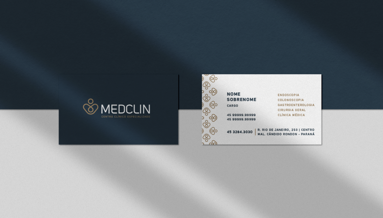 Medclin 高端醫(yī)療體檢醫(yī)院logo設(shè)計(jì)vi設(shè)計(jì)，藍(lán)金尊貴體驗(yàn)氛圍