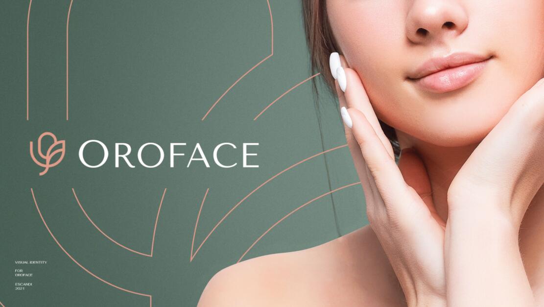 Oroface牙科牙齒矯正與口腔美容診所logo設(shè)計(jì)vi設(shè)計(jì)，花朵字母logo+粉綠配色