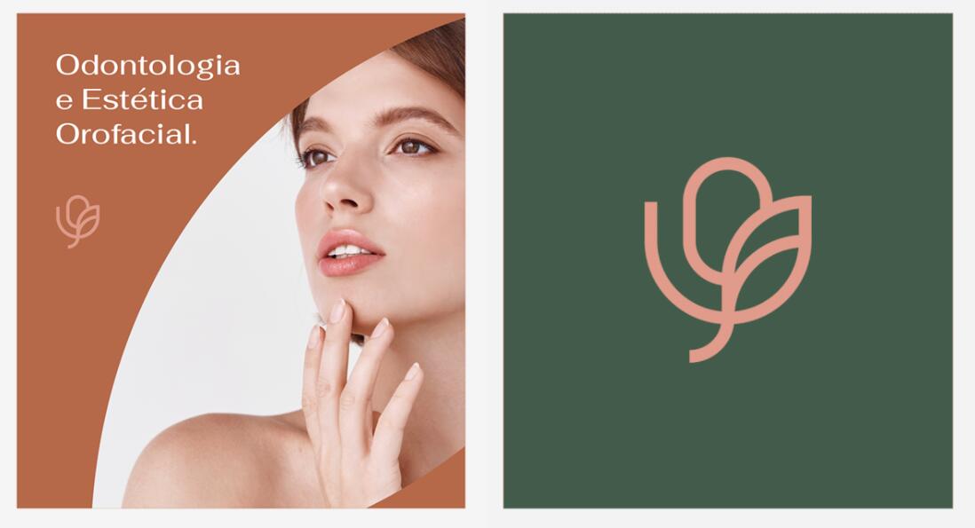 Oroface牙科牙齒矯正與口腔美容診所logo設(shè)計vi設(shè)計，花朵字母logo+粉綠配色