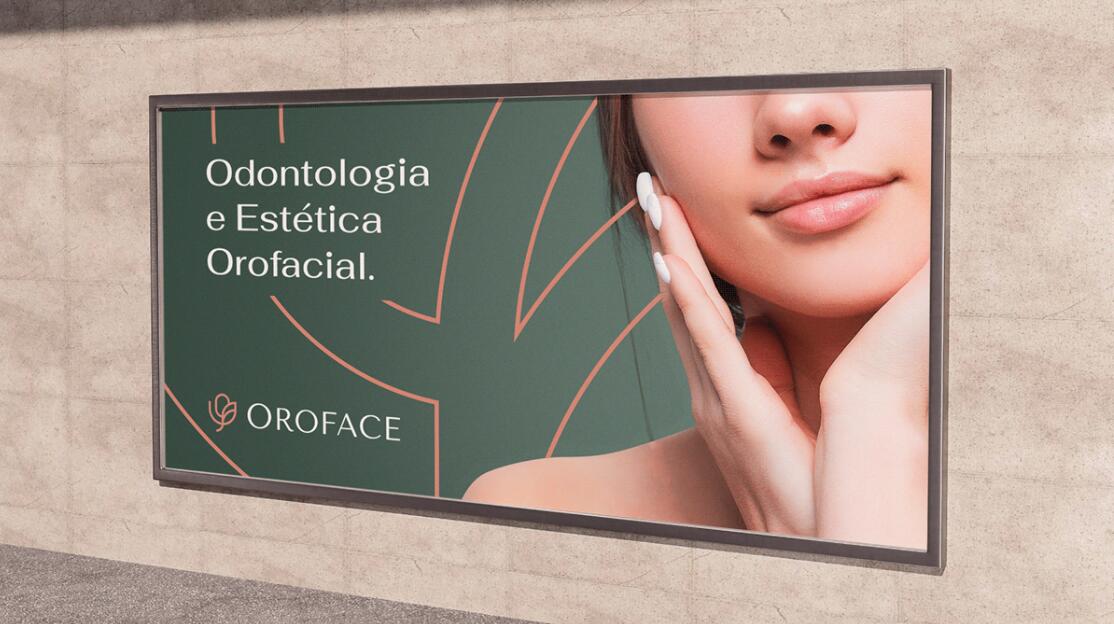 Oroface牙科牙齒矯正與口腔美容診所logo設(shè)計vi設(shè)計，花朵字母logo+粉綠配色