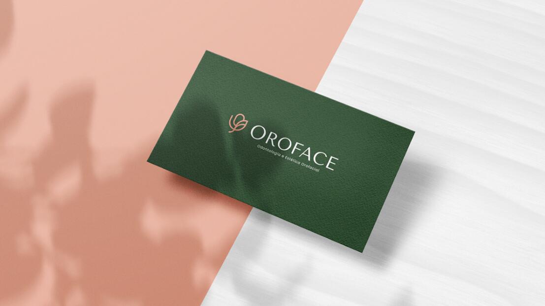 Oroface牙科牙齒矯正與口腔美容診所logo設(shè)計vi設(shè)計，花朵字母logo+粉綠配色