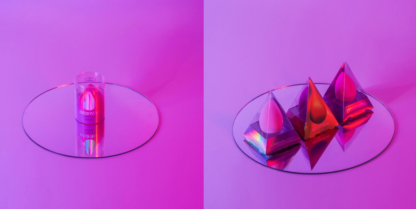 BOOMING 彩妝化妝品包裝設(shè)計(jì)，“粉金漸變色”金屬箔和閃光裝飾設(shè)計(jì)