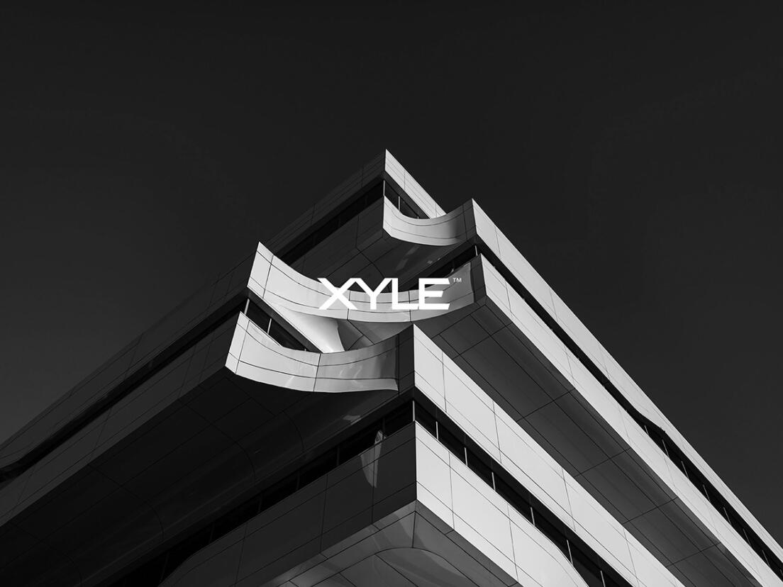 Xyle建筑設計公司logo設計品牌形象vis設計，x磚塊logo與超酷黑白漸變vi風