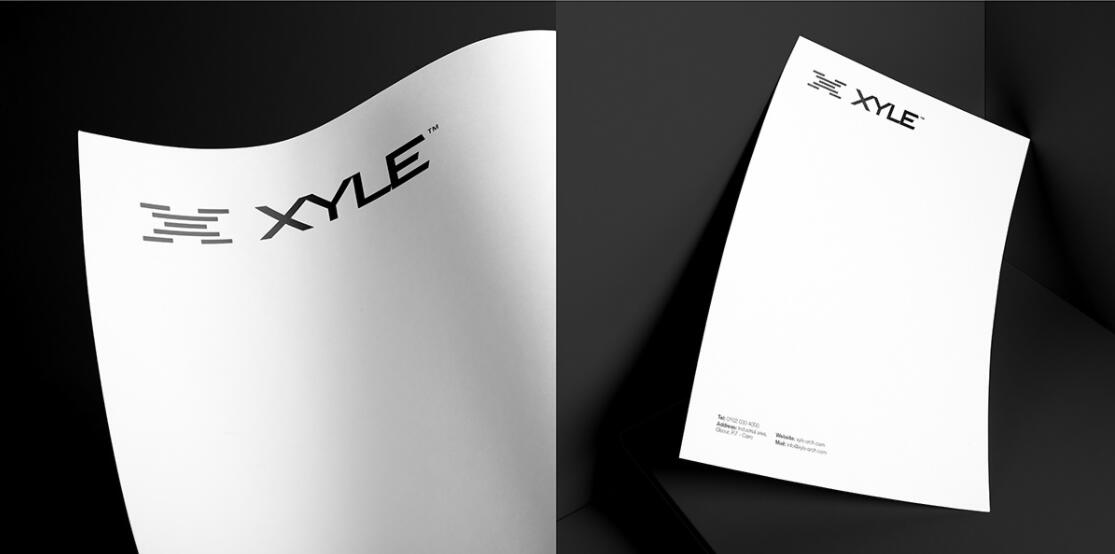 Xyle建筑設計公司logo設計品牌形象vis設計，x磚塊logo與超酷黑白漸變vi風