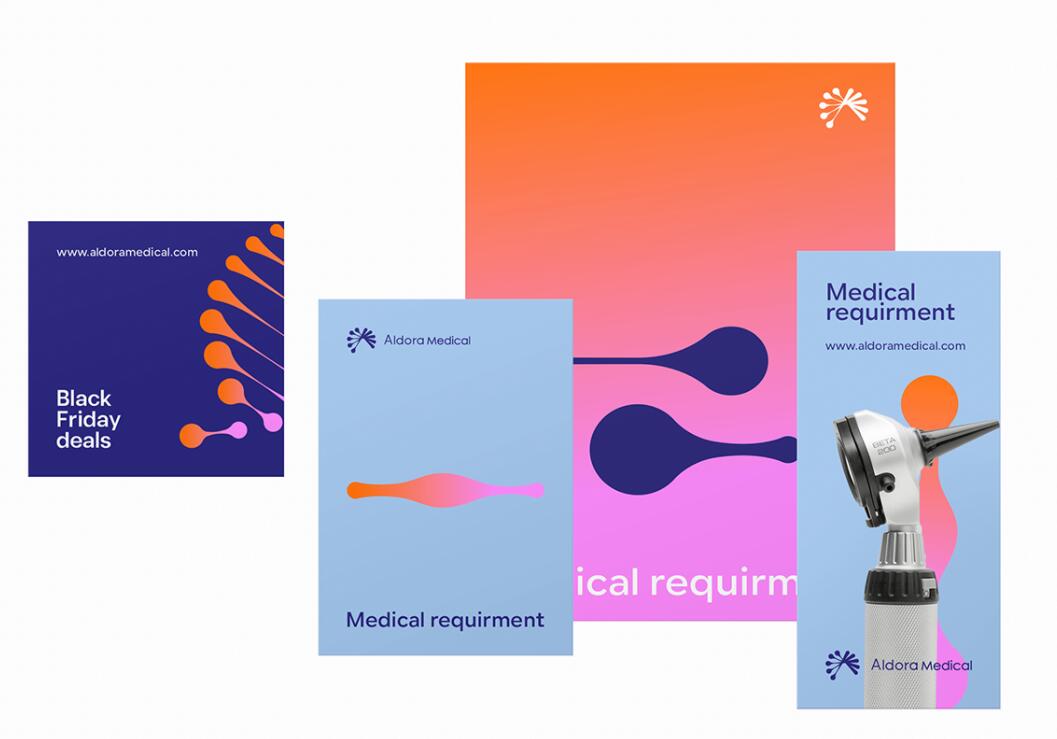 Aldora 醫(yī)療用品公司logo設(shè)計(jì)vi設(shè)計(jì)，基因重疊+字母A