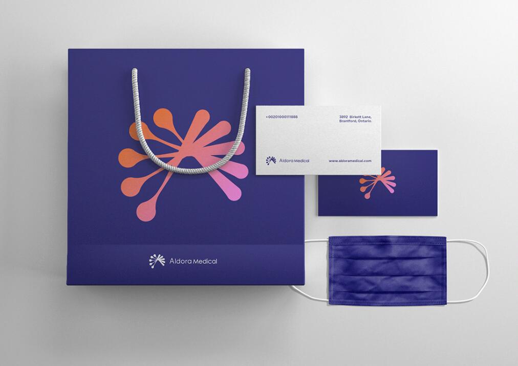 Aldora 醫(yī)療用品公司logo設(shè)計(jì)vi設(shè)計(jì)，基因重疊+字母A