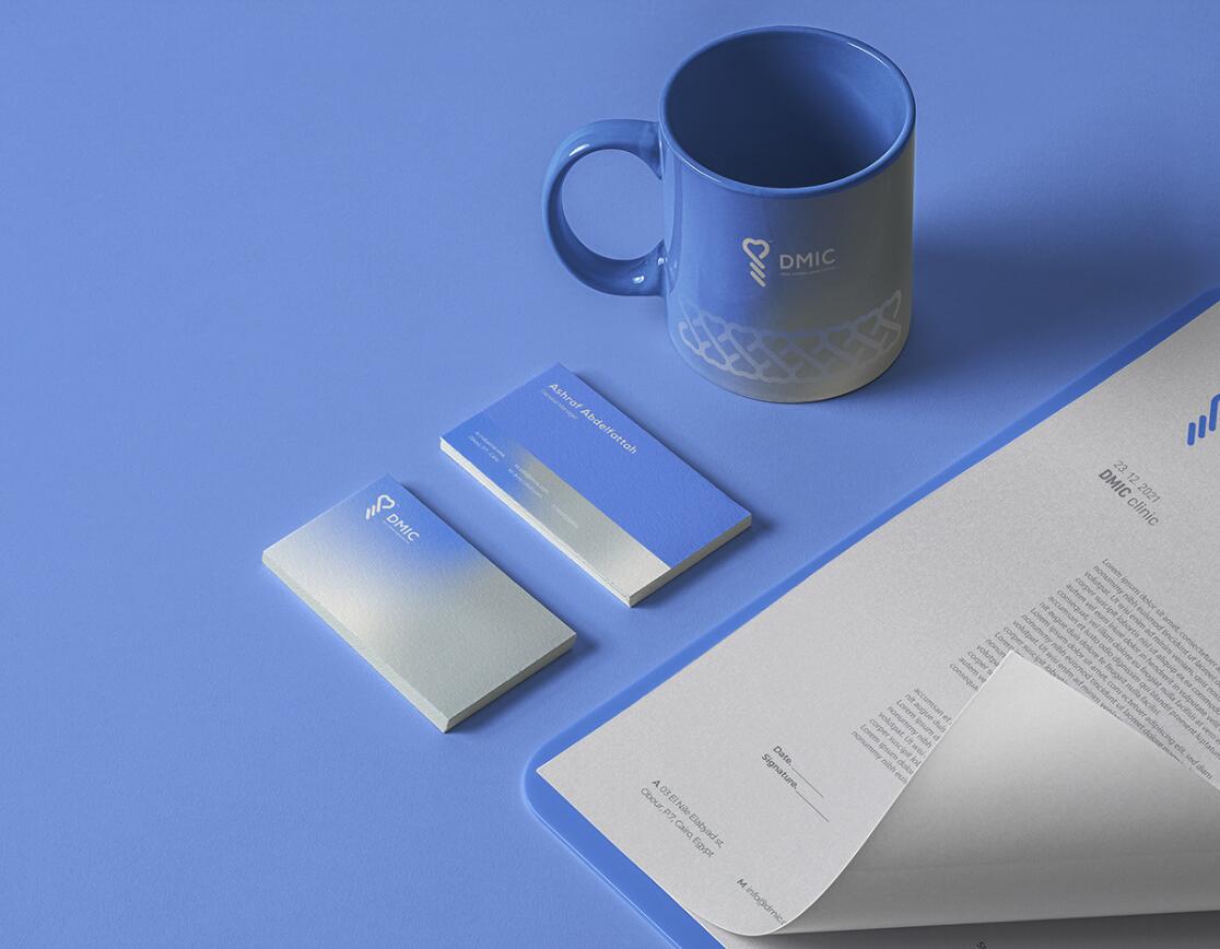 DMIC 亞科診所品牌logo-vi設(shè)計，明亮輕藍紫色搭配略灰色