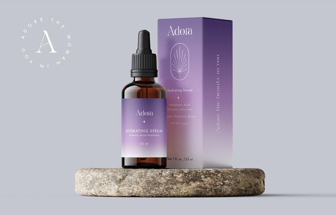 Adora護(hù)膚和美容品牌LOGO設(shè)計(jì)包裝設(shè)計(jì)，淡雅漸變風(fēng)格