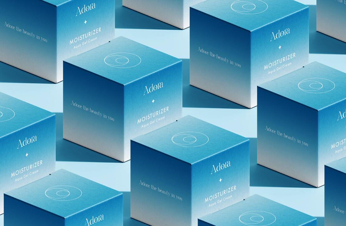 Adora護(hù)膚和美容品牌LOGO設(shè)計(jì)包裝設(shè)計(jì)，淡雅漸變風(fēng)格