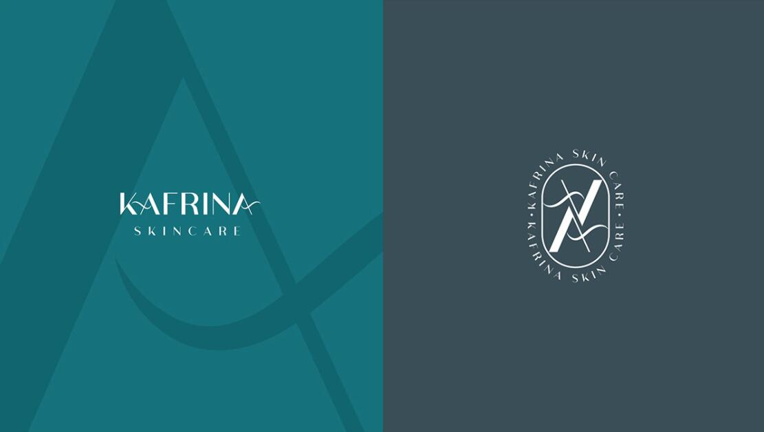 KAFRINA美容護(hù)膚產(chǎn)品品牌logo/vi設(shè)計(jì)，雙A字母+橢圓形品牌形象識(shí)別