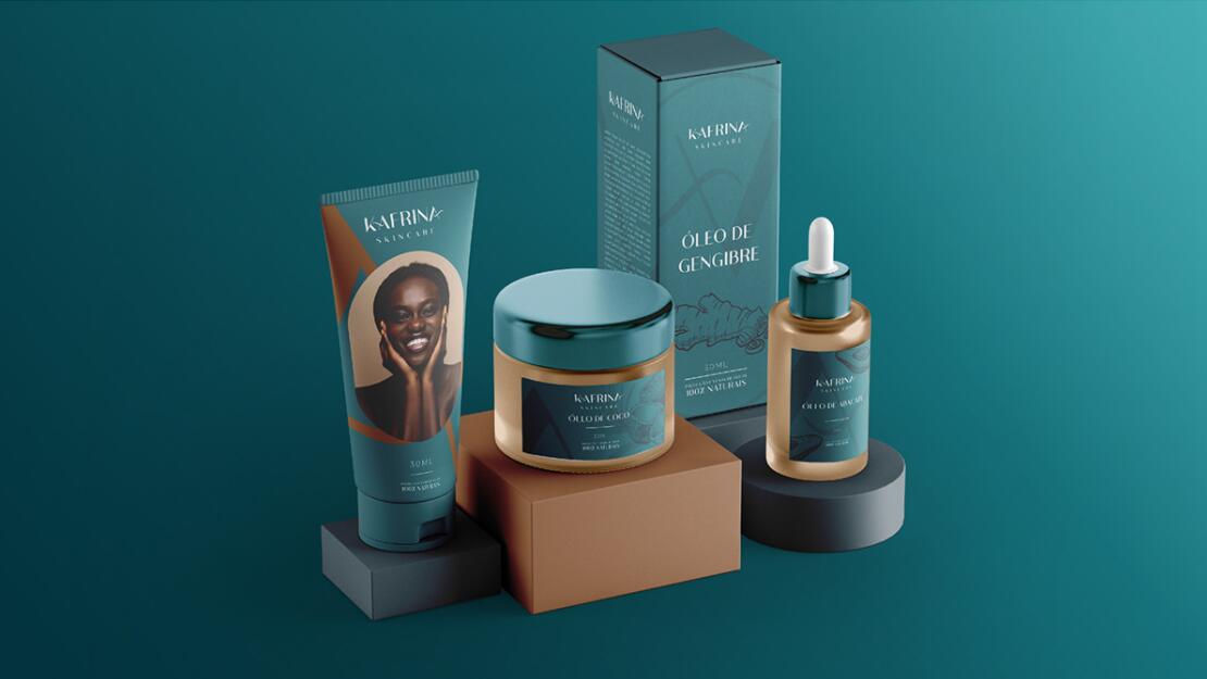 KAFRINA美容護(hù)膚產(chǎn)品品牌logo/vi/包裝設(shè)計(jì)，雙A字母+橢圓形品牌形象識(shí)別