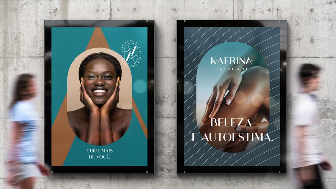 KAFRINA美容護(hù)膚產(chǎn)品品牌logo/vi設(shè)計(jì)，雙A字母+橢圓形品牌形象識(shí)別