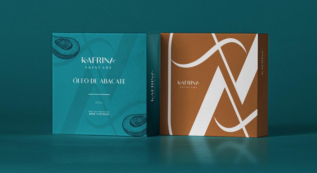 KAFRINA美容護(hù)膚產(chǎn)品品牌logo/vi/包裝設(shè)計(jì)，雙A字母+橢圓形品牌形象識(shí)別