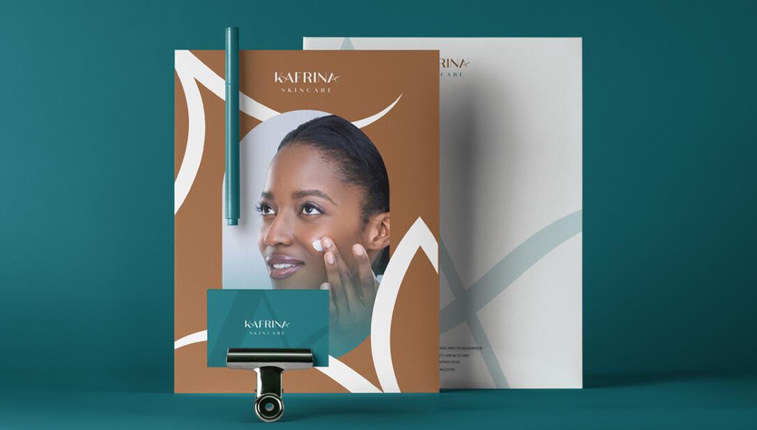 KAFRINA美容護(hù)膚產(chǎn)品品牌logo/vi設(shè)計(jì)，雙A字母+橢圓形品牌形象識(shí)別