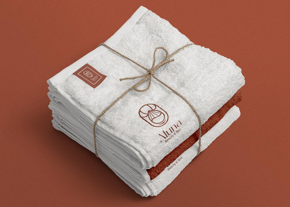 Aluna 女子美容水療中心logo設(shè)計(jì)品牌形象vi設(shè)計(jì)，高端優(yōu)雅暖色放松氛圍