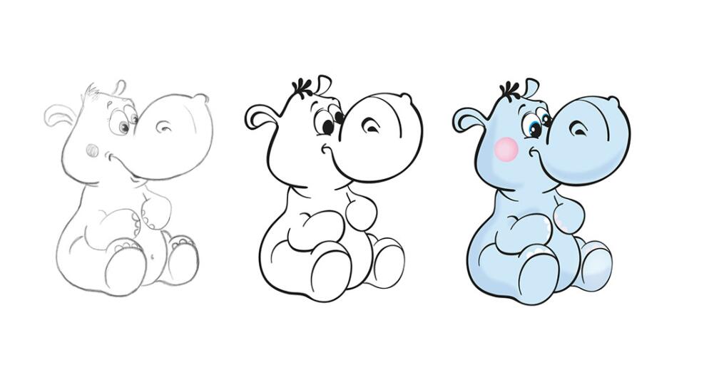 NB品牌幼兒藥品包裝設(shè)計“卡通小河馬”動物插圖