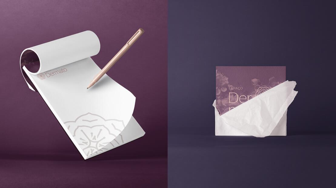 Espa?o Dermato 皮膚病醫(yī)療診所及醫(yī)美醫(yī)院logo設(shè)計(jì)vi設(shè)計(jì)，桃花元素