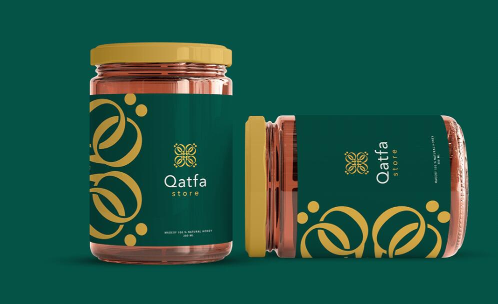 Qatfa 蜂蜜在線商店對稱Q字母logo設(shè)計產(chǎn)品包裝設(shè)計 Qatfa 蜂蜜在線商店對稱Q字母logo設(shè)計產(chǎn)品包裝設(shè)計