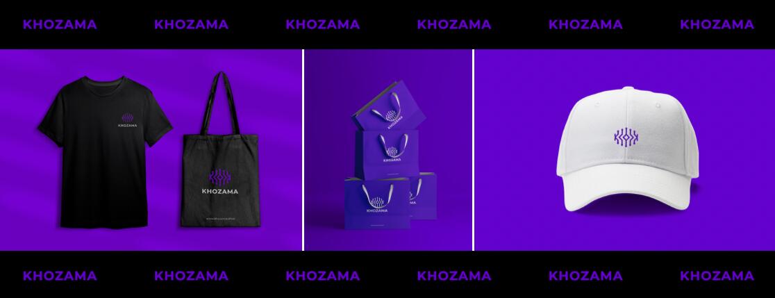 Khozama數(shù)碼科技電子產(chǎn)品在線商店品牌logo設(shè)計(jì)vi設(shè)計(jì)，“字母k+電路”圖案
