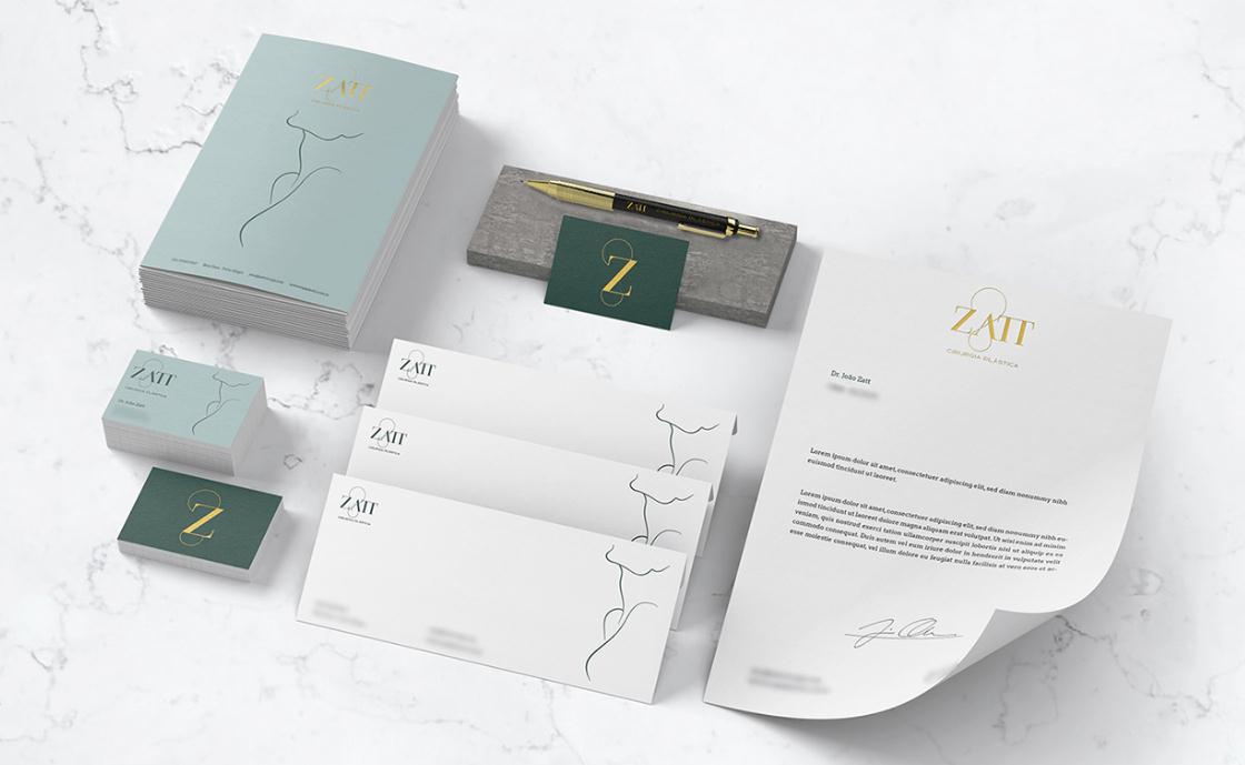 Zatt 美容整形外科診所logo設(shè)計(jì)vi設(shè)計(jì)，綠金配色清新精致風(fēng)格