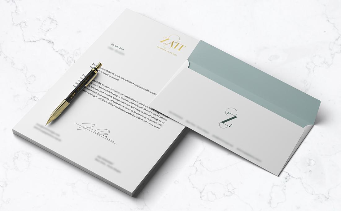 Zatt 美容整形外科診所logo設(shè)計(jì)vi設(shè)計(jì)，綠金配色清新精致風(fēng)格