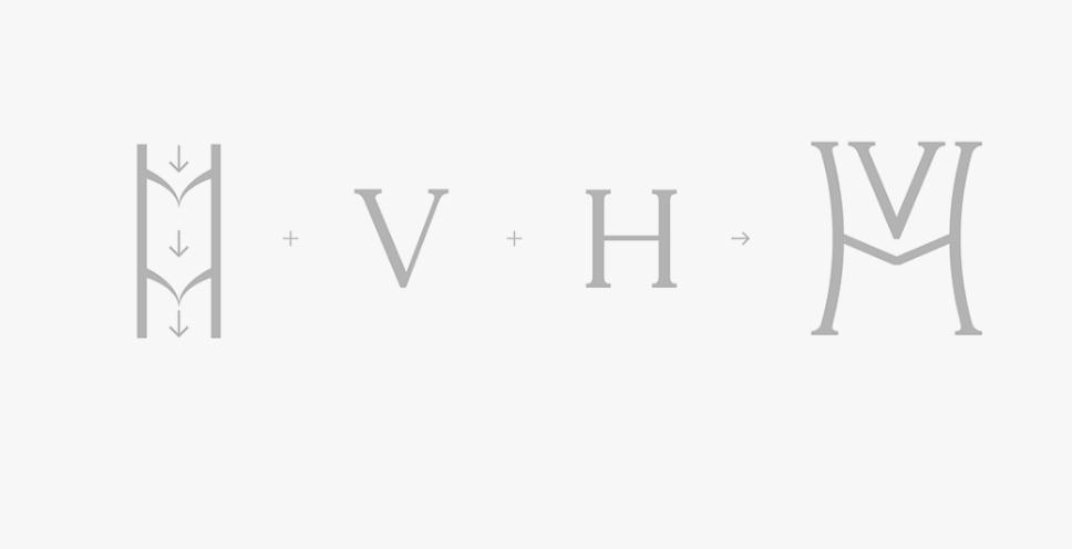 ViH血管醫(yī)學私人診所品牌識別logo設(shè)計，皇家深藍色和玫瑰色膚色