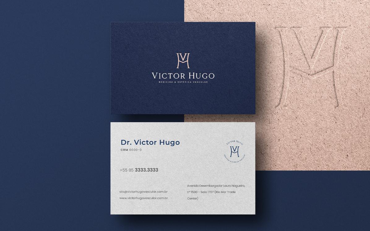 ViH血管醫(yī)學私人診所品牌識別logo設(shè)計，皇家深藍色和玫瑰色膚色