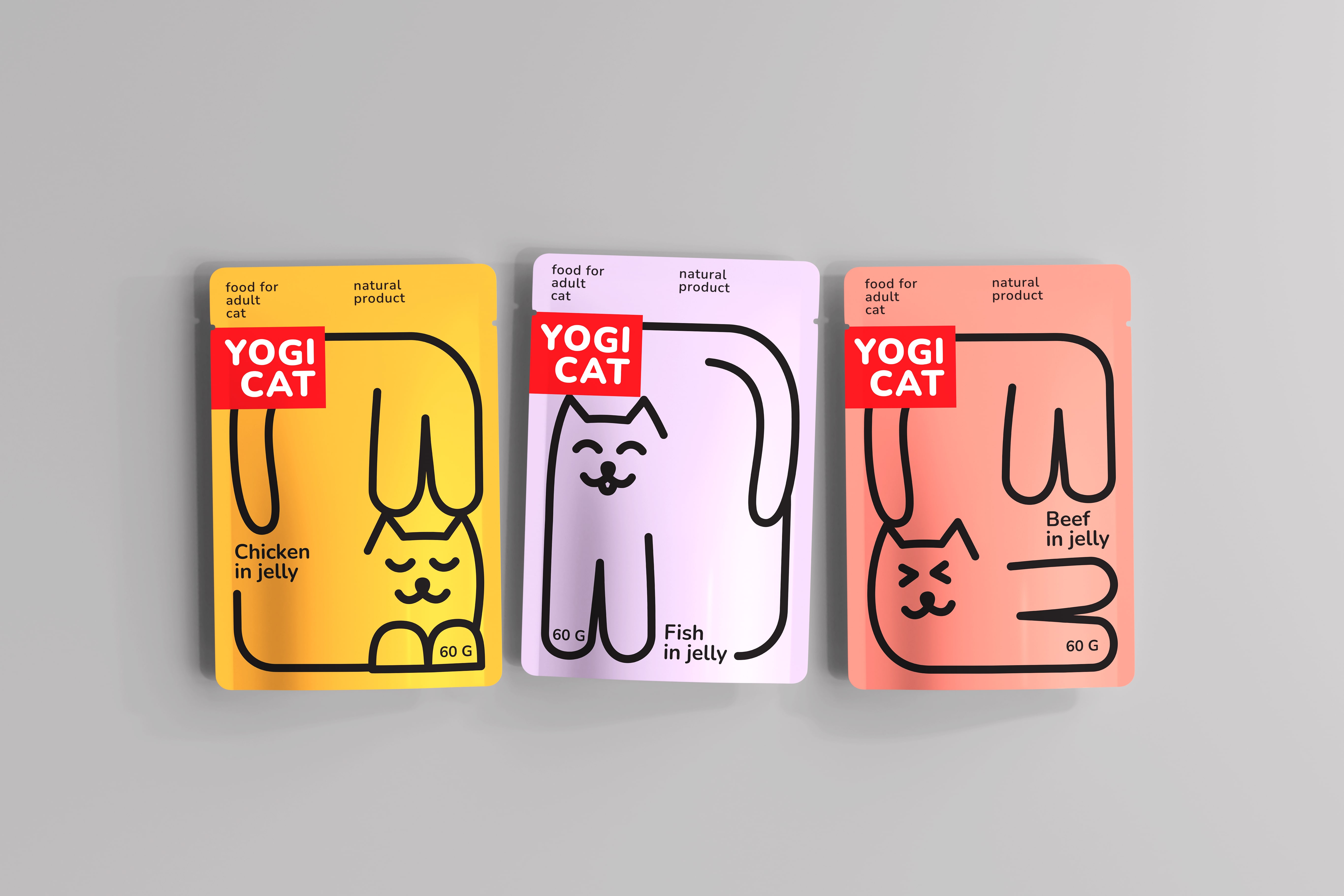 寵物食品包裝:Yogi Cat 貓咪濕糧包裝設(shè)計“極簡線條插畫” 寵物食品包裝:Yogi Cat 貓咪濕糧包裝設(shè)計“極簡線條插畫”