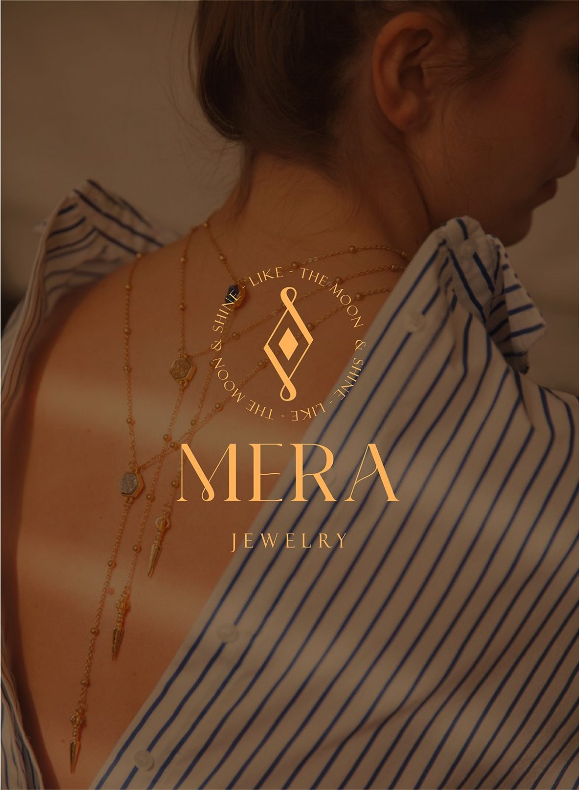 Mira Jewelry珠寶品牌logo設(shè)計(jì)視覺識別vi設(shè)計(jì),暖黃色金色