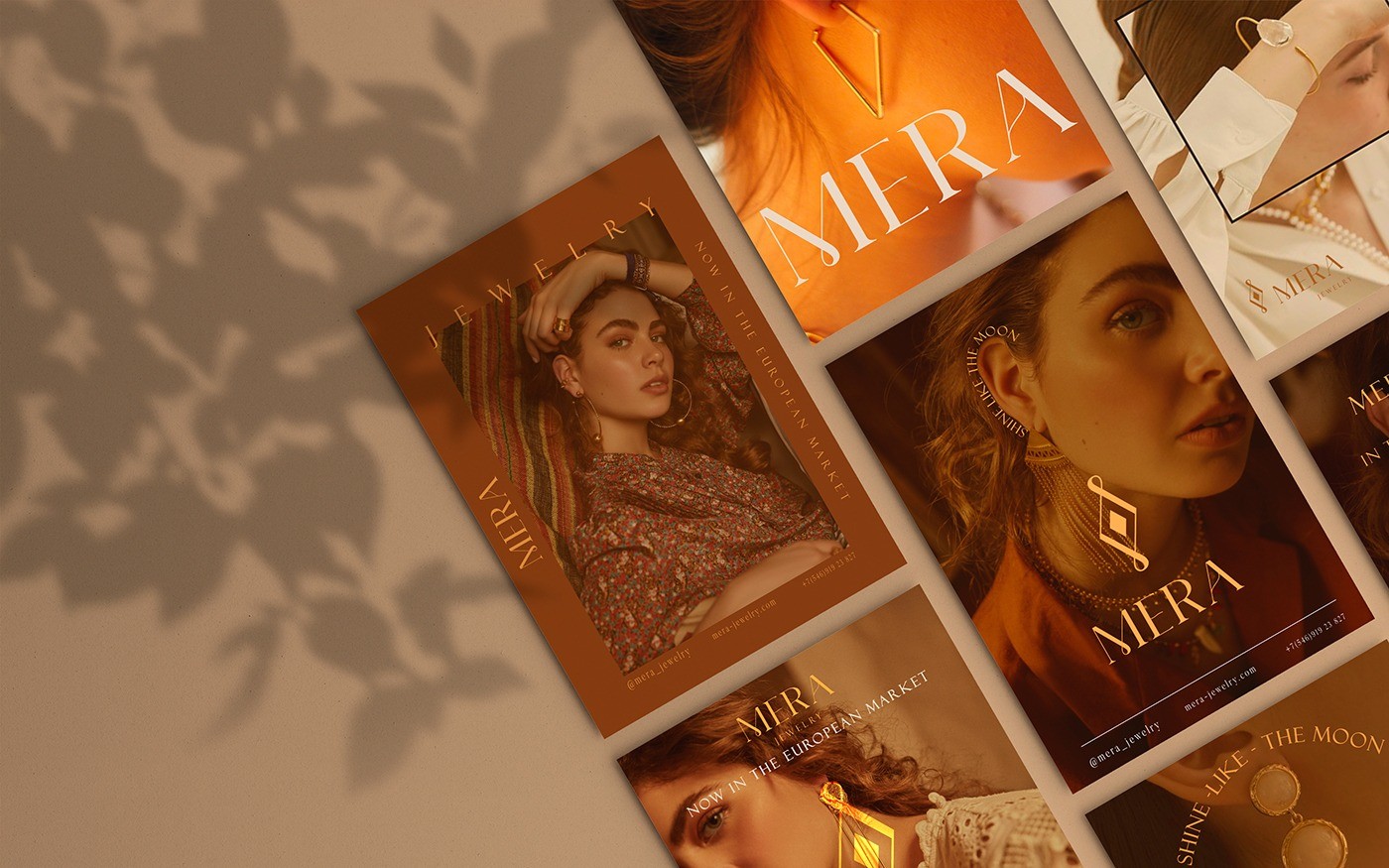 Mira Jewelry珠寶品牌logo設(shè)計(jì)視覺識別vi設(shè)計(jì),暖黃色金色