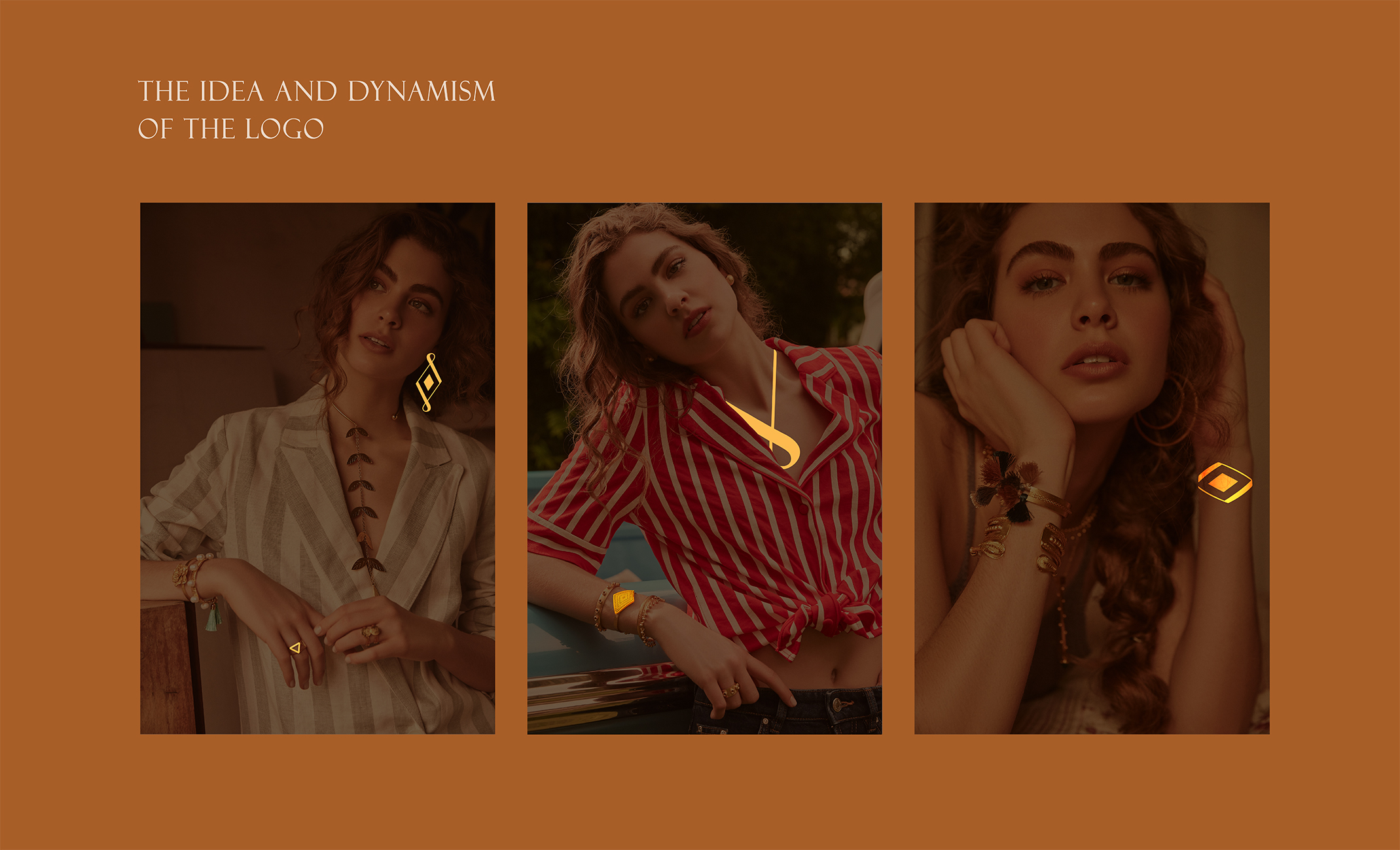Mira Jewelry珠寶品牌logo設(shè)計(jì)視覺識別vi設(shè)計(jì),暖黃色金色