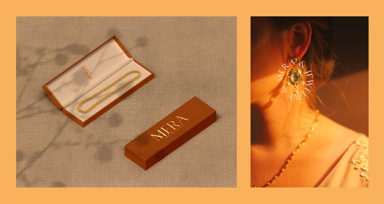 Mira Jewelry珠寶品牌logo設(shè)計(jì)視覺識別vi設(shè)計(jì),暖黃色金色
