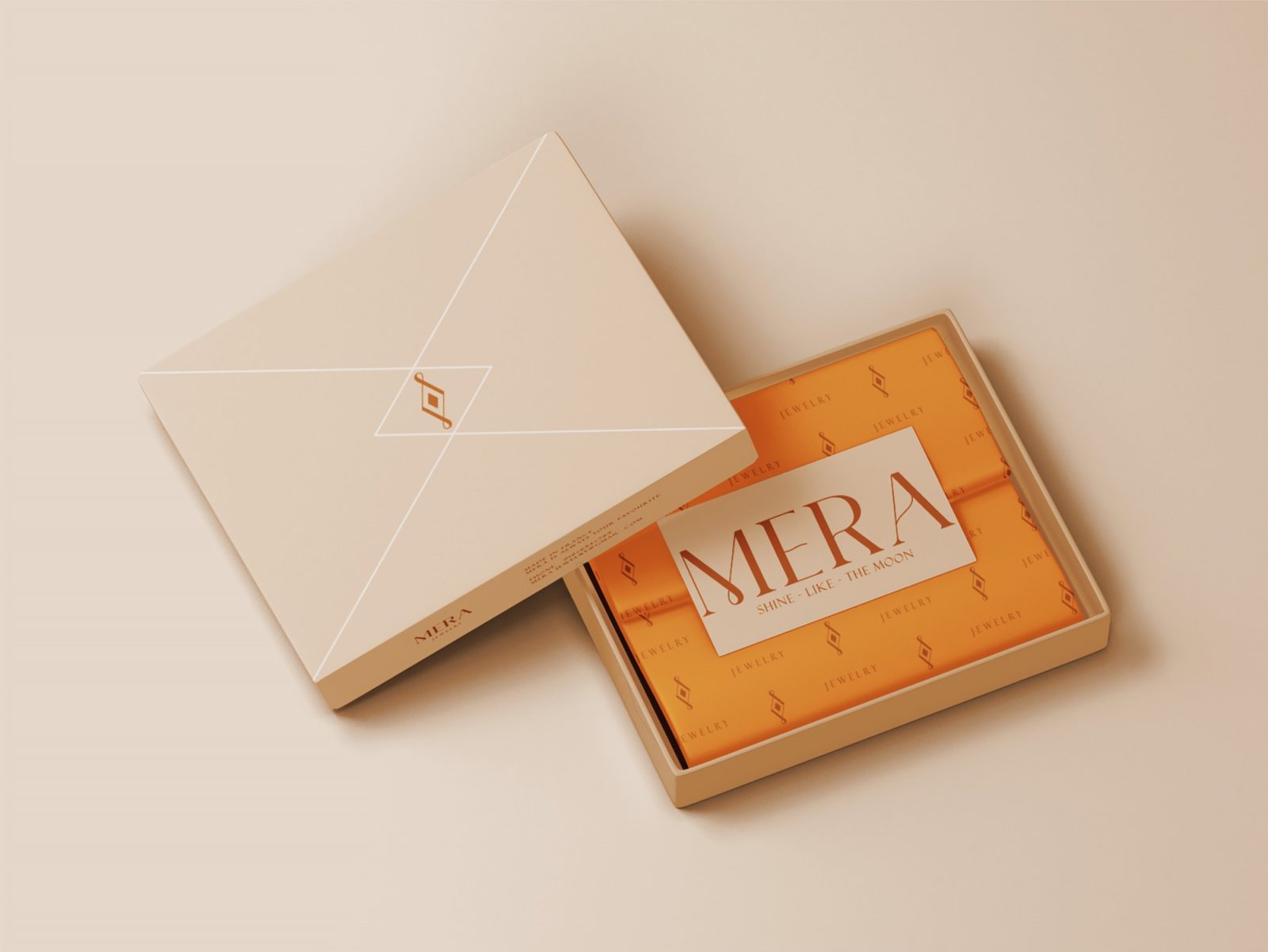 Mira Jewelry珠寶品牌logo設(shè)計(jì)視覺識別vi設(shè)計(jì),暖黃色金色