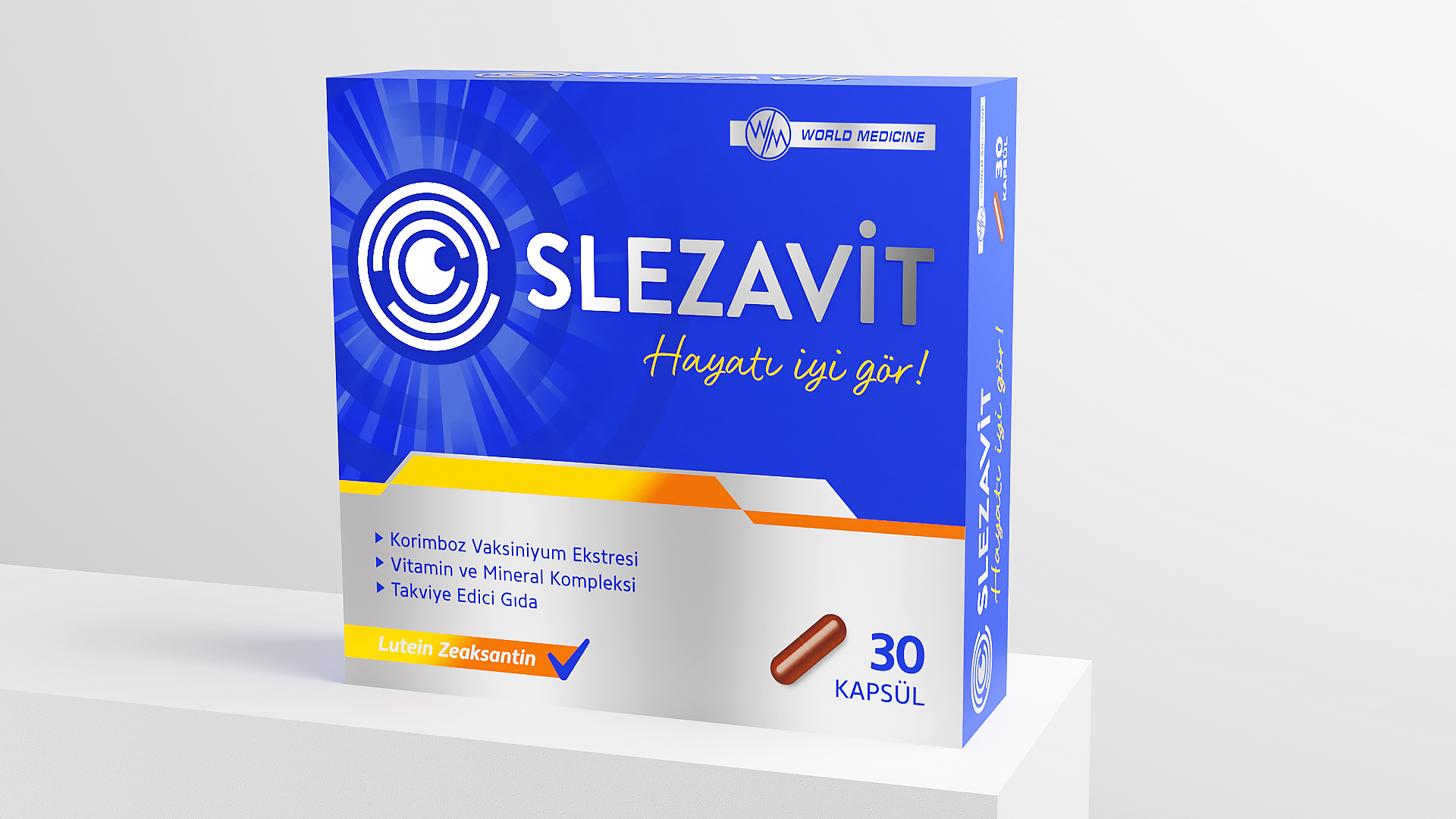 Slezavit 眼睛維生素健康保健品膠囊包裝設(shè)計(jì)，突出品牌商標(biāo)